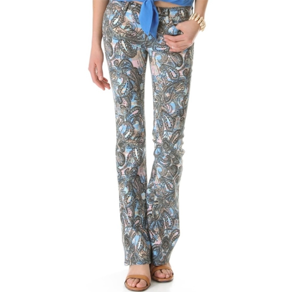 (R4) Rebecca Minkoff Paisley Printed ernika Flare Jeans, Size 24